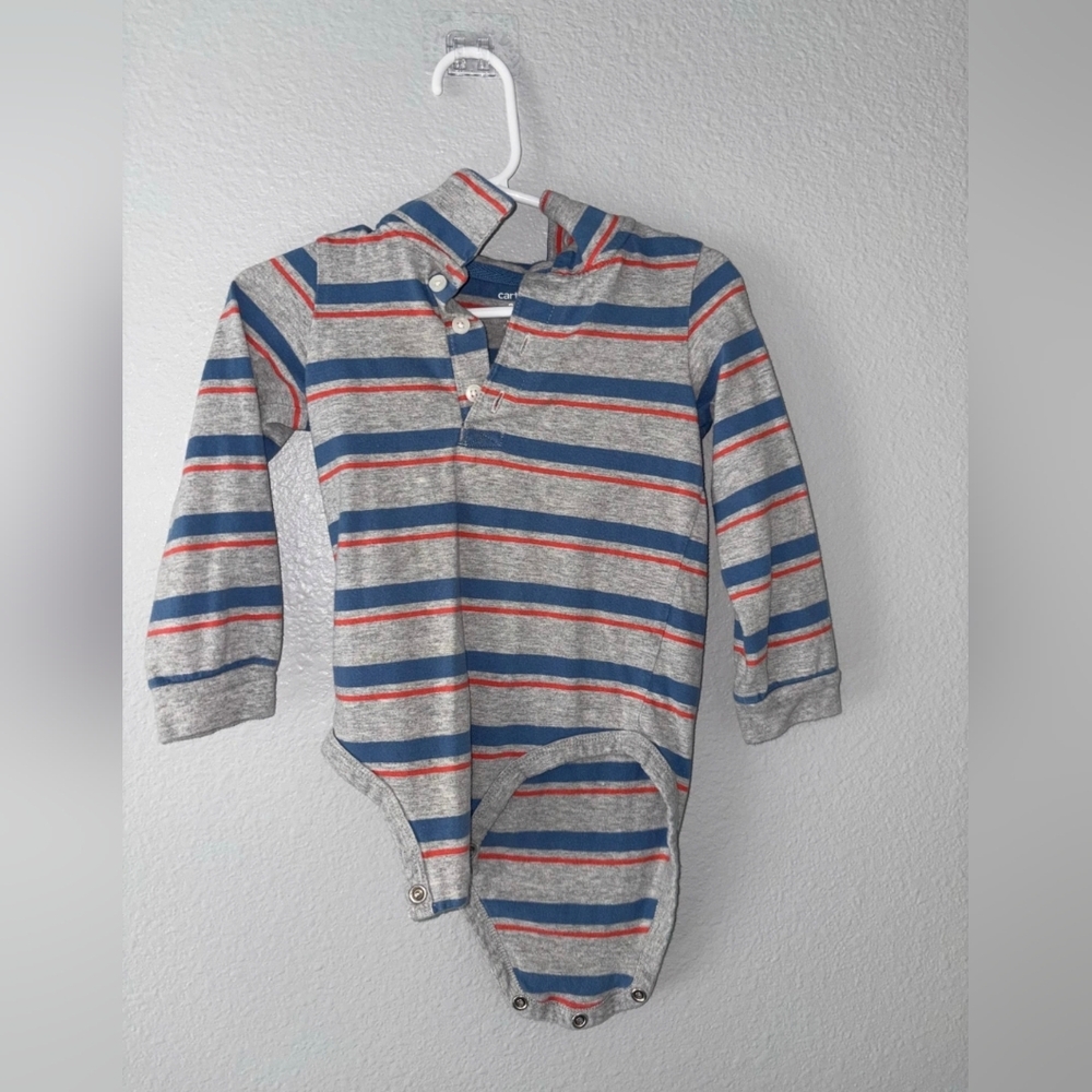 Carter's Gray and Blue Striped Onesie
